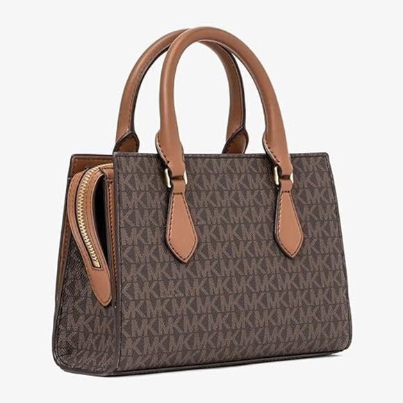 NWT Michael Kors Women Sheila Small Faux Saffiano Leather Satchel (Brown)-OS - Picture 4 of 7